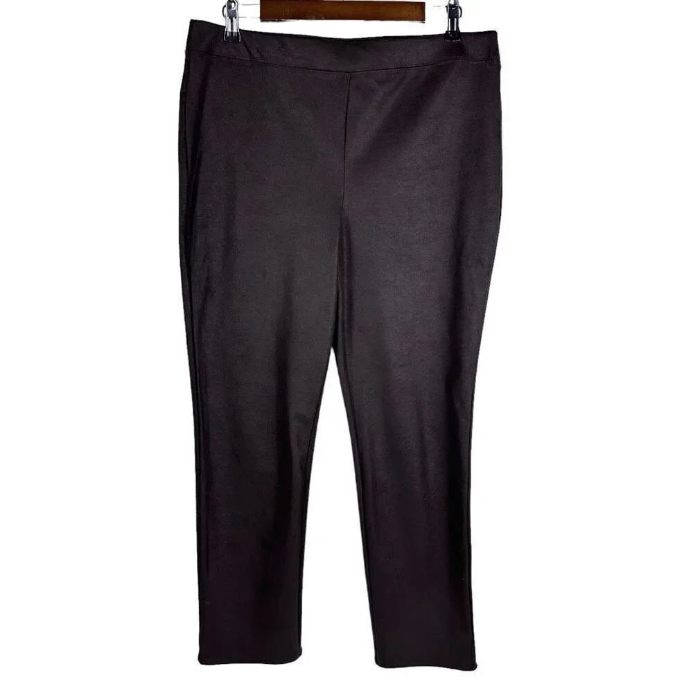 Chico's Brown Knit Faux Suede Leggings size 10